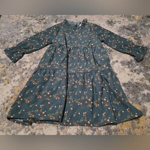 Floral Green Girls Prairie Dress